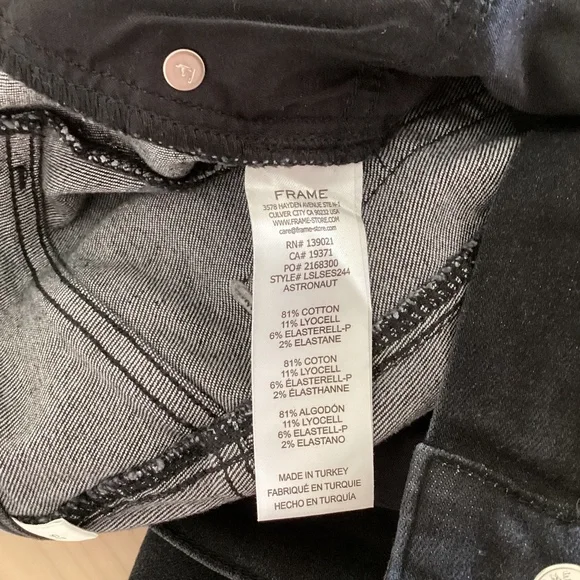 FRAME Women's Jeans Le Sleek Straight High Rise Astronaut Black Studded Sz 25 - Picture 10 of 16